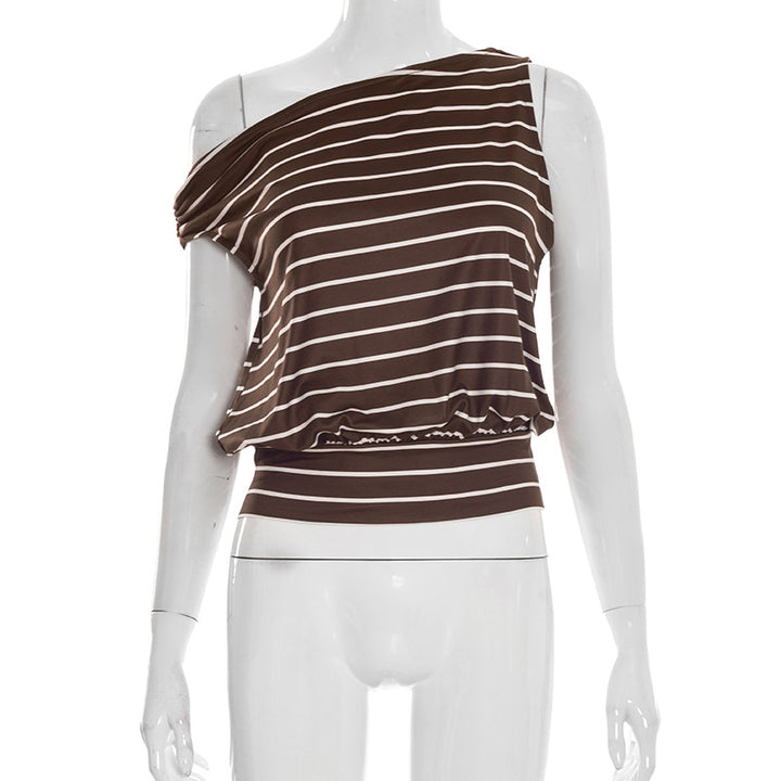 Damen asymmetrisches Langarmshirt mit modischem Streifenmuster und eleganten Cut-Out-Details Echo Archiv