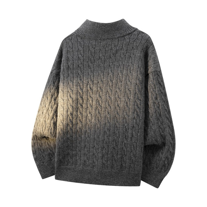 Damen Grobgestrickter Half-Zip Pullover mit Zopfmuster und Stehkragen Echoarchiv