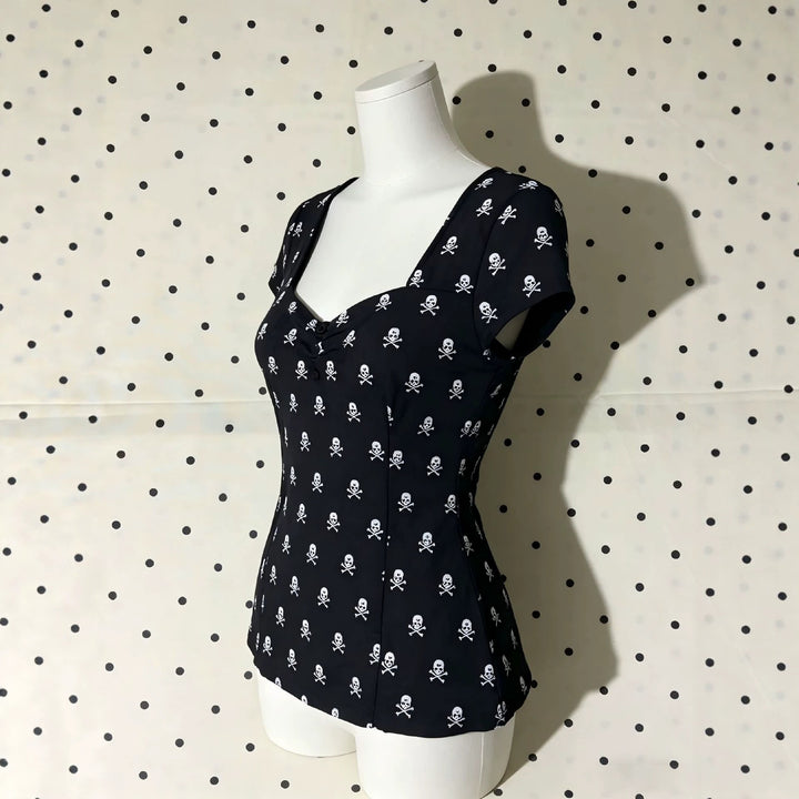 Damen Baumwollshirt mit Totenkopf-Muster Echo Archiv
