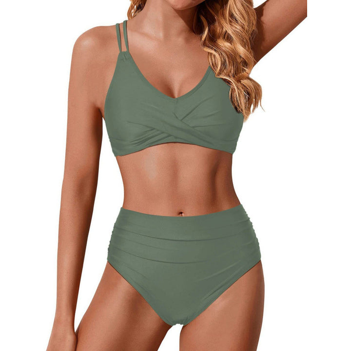 Damen Hochtailliertes Bikini-Set mit gerafftem Oberteil Echo Archiv