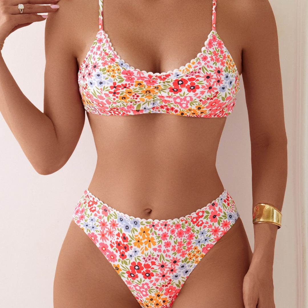 Damen Bikini mit buntem Patchwork-Muster und hohem Bund Echo Archiv