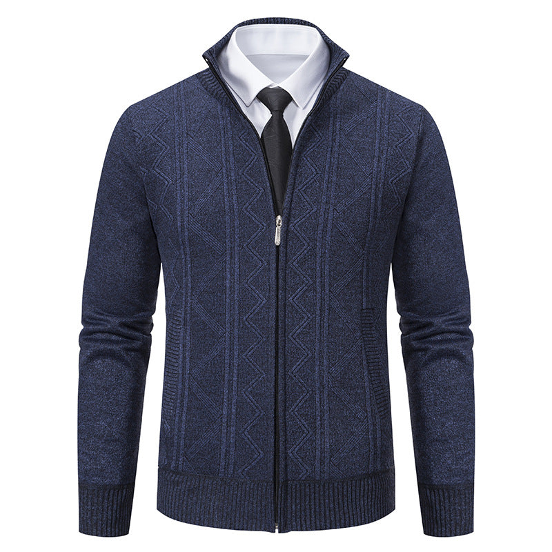 Herren nan Strickjacke mit Reißverschluss, Stehkragen und strukturierter Zopfmuster-Optik Echo Archiv