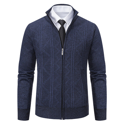 Herren nan Strickjacke mit Reißverschluss, Stehkragen und strukturierter Zopfmuster-Optik Echo Archiv