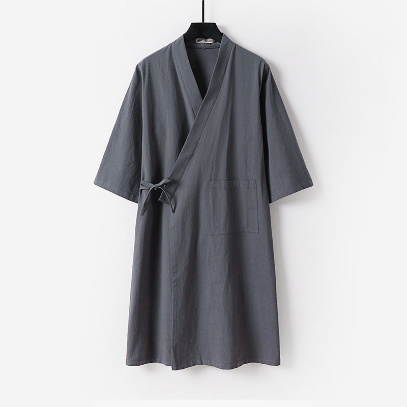 Damen Kimono-Wickelkleid mit Bindegürtel und aufgesetzten Taschen Echoarchiv