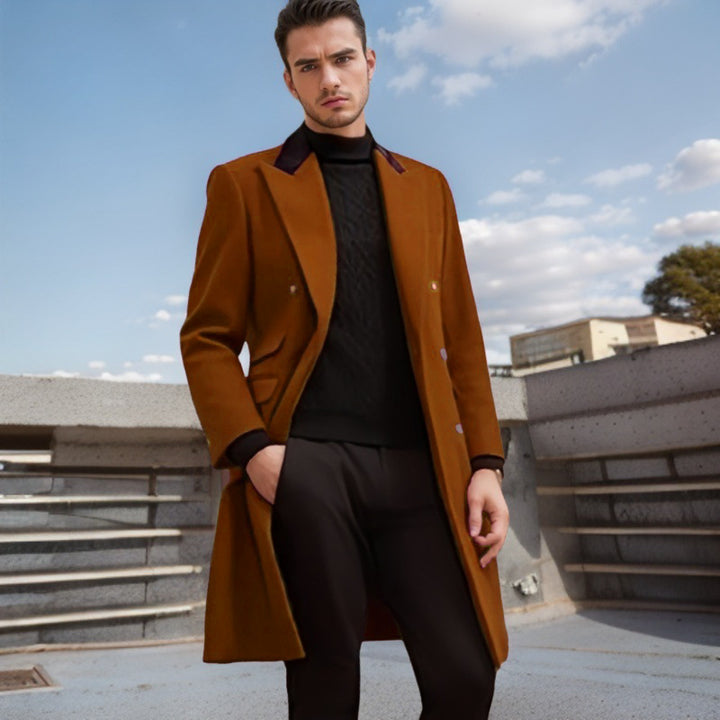 Herren Eleganter, taillierter Wollmantel Echoarchiv