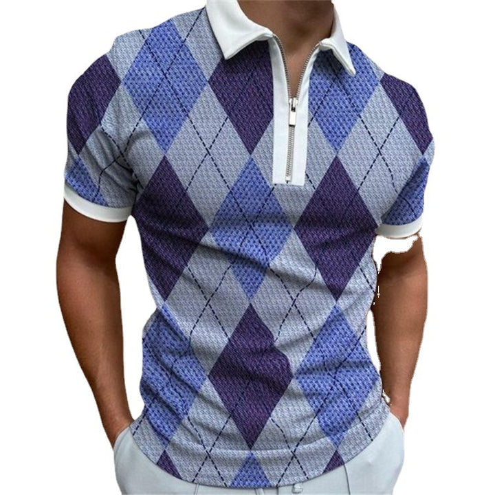 Herren Poloshirt mit angesagtem Grafikdesign und praktischem Reißverschluss Echoarchiv
