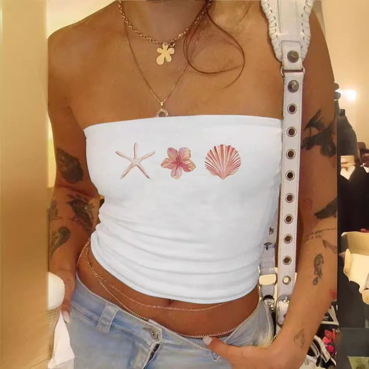 Damen Bandeau-Top mit maritimen Motiv und elastischem Material Echo Archiv