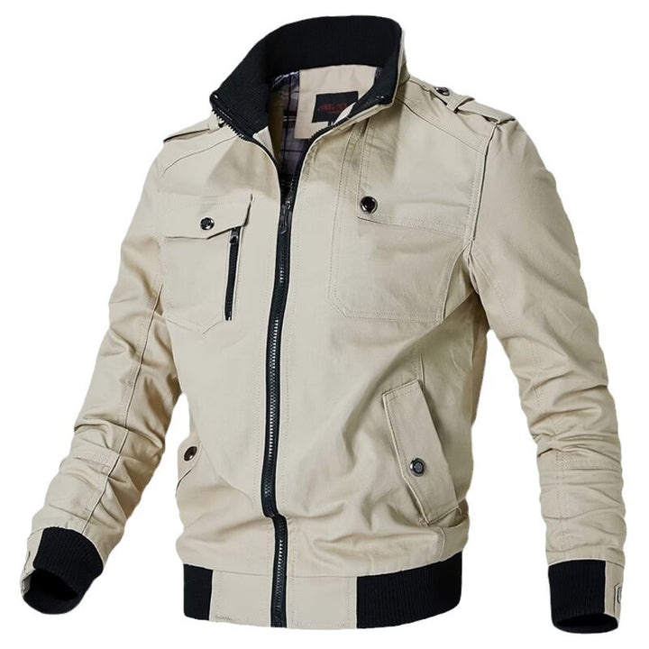 Herren nan taillierte Canvas-Bomberjacke mit Stehkragen, Reißverschlussfront, Schulterpatten und funktionalen Taschen Echo Archiv