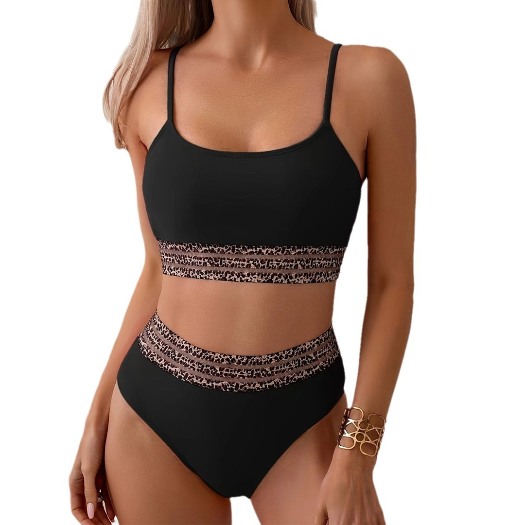 Damen Hochtailliertes Bikini-Set mit modischen Leoparden-Details Echo Archiv