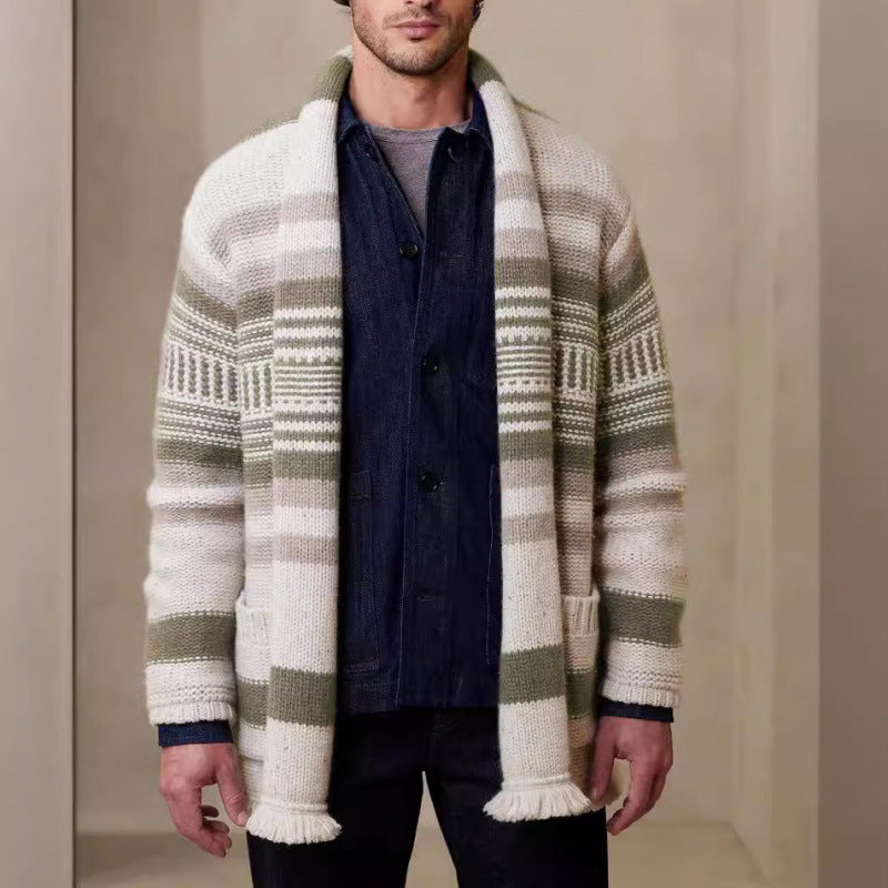 Herren Strickjacke mit modernem Muster und praktischen Taschen Echoarchiv