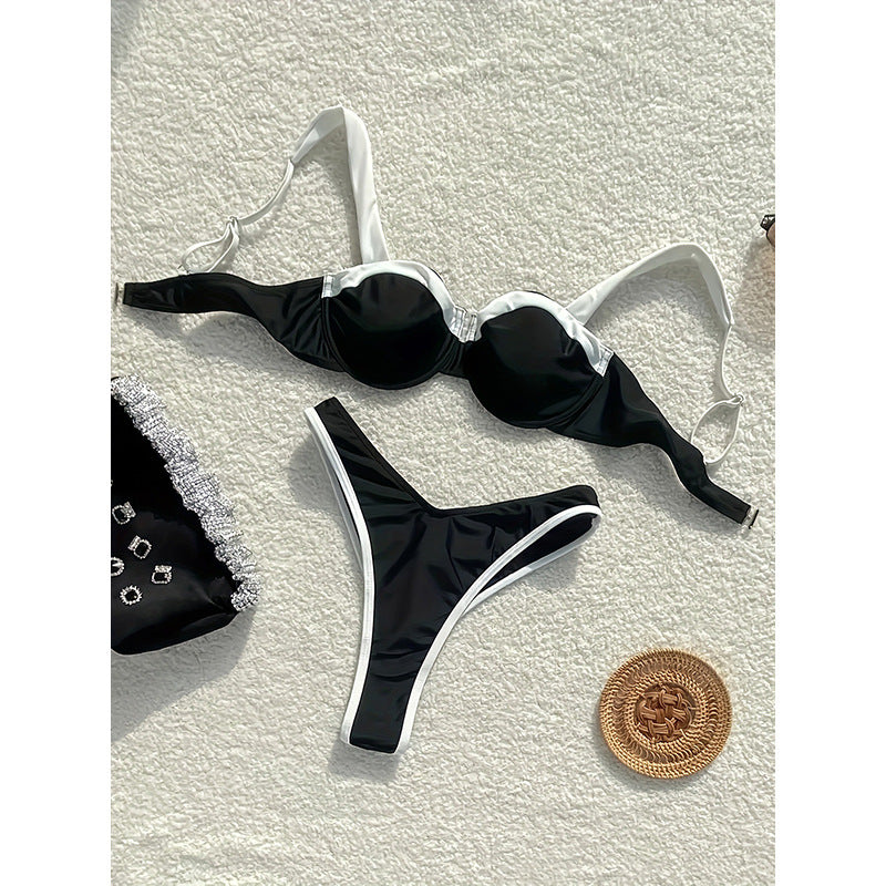 Damen Hochgeschnittener Bikini mit strukturierter Oberteilgestaltung und verstellbaren Trägern Echo Archiv