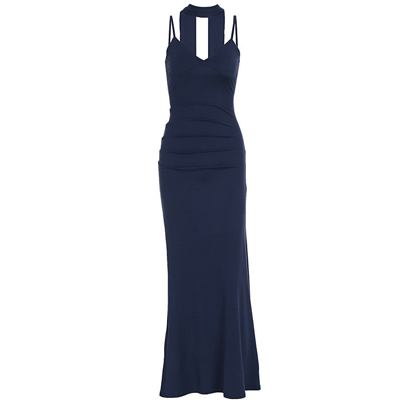 Damen Maxikleid mit figurbetontem Schnitt und elegantem Stehkragen Echo Archiv