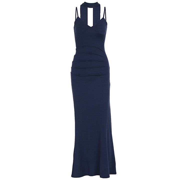 Damen Maxikleid mit figurbetontem Schnitt und elegantem Stehkragen Echo Archiv