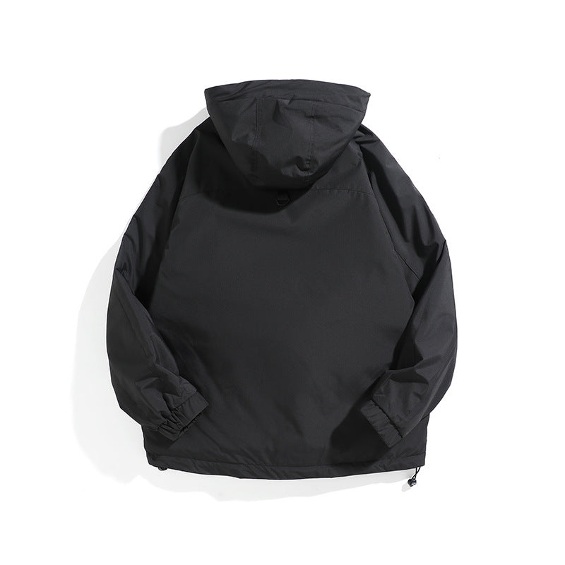 Unisex Weit geschnittener wetterfester Parka mit Kapuze, Kordelzug und aufgesetzten Pattentaschen Echoarchiv