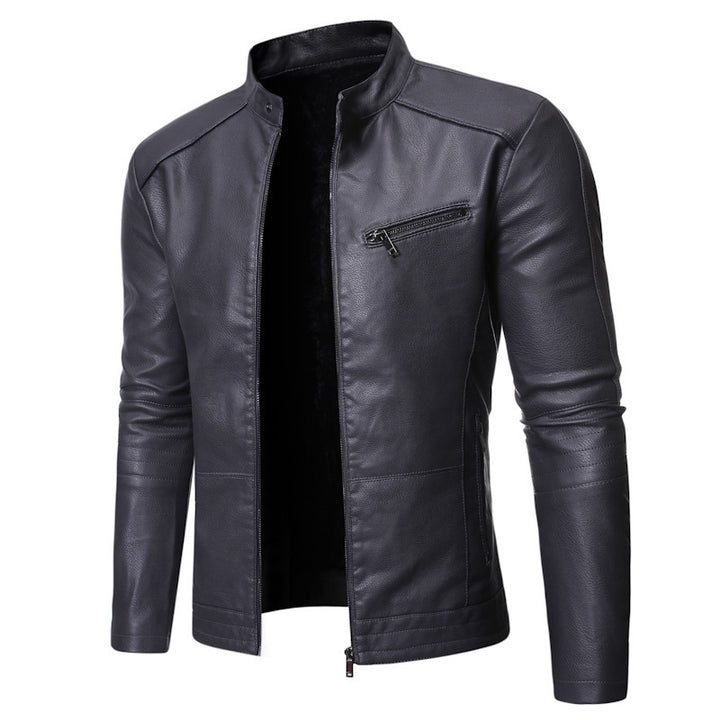 Herren Biker-Lederjacke mit asymmetrischem Reißverschluss und gesteppten Ärmel Echoarchiv