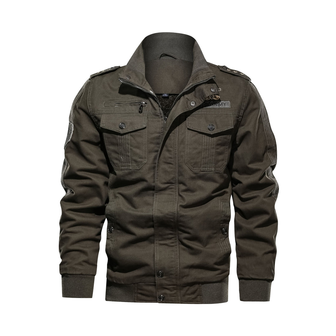 Herren Utility-Bomberjacke im Military-Stil mit Rippstehkragen und Mehrfachtaschen Echoarchiv