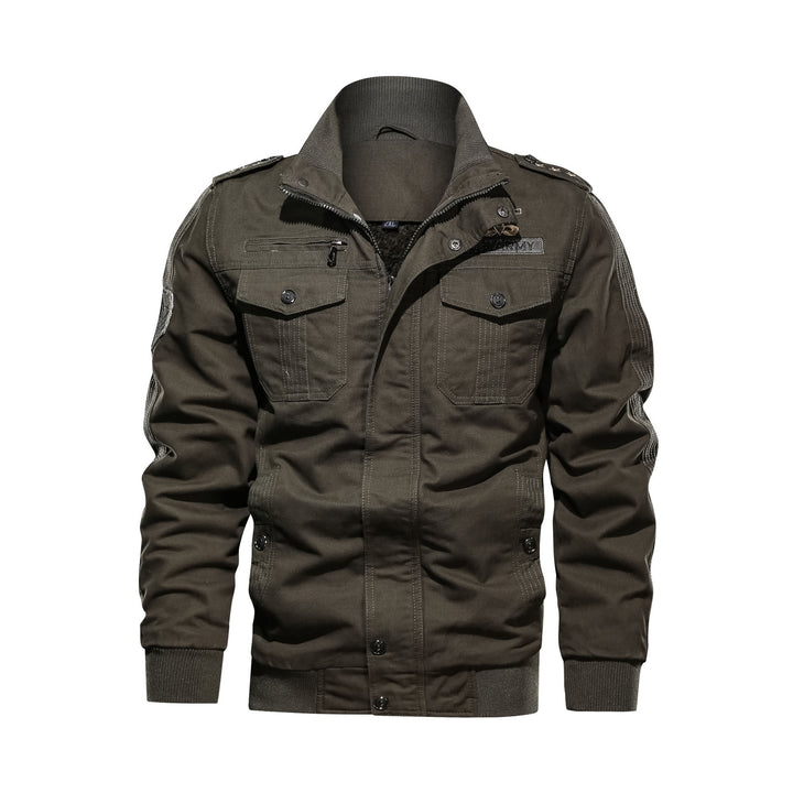 Herren Utility-Bomberjacke im Military-Stil mit Rippstehkragen und Mehrfachtaschen Echoarchiv