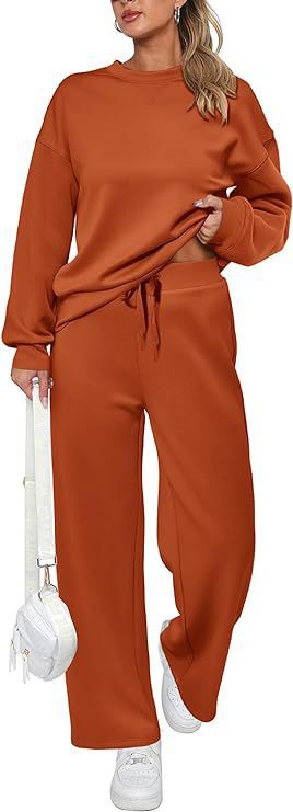 Damen zweiteiliges French-Terry Lounge-Set mit oversized Rundhals-Pullover und weitem Highwaist-Jogger – Avérine
