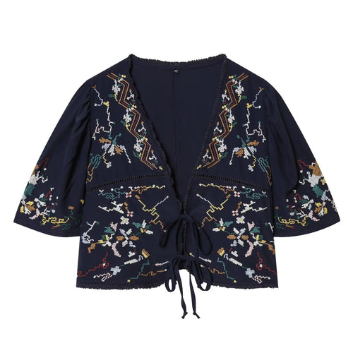 Damen kurze Bluse mit Platz für elegantes Binden Echo Archiv