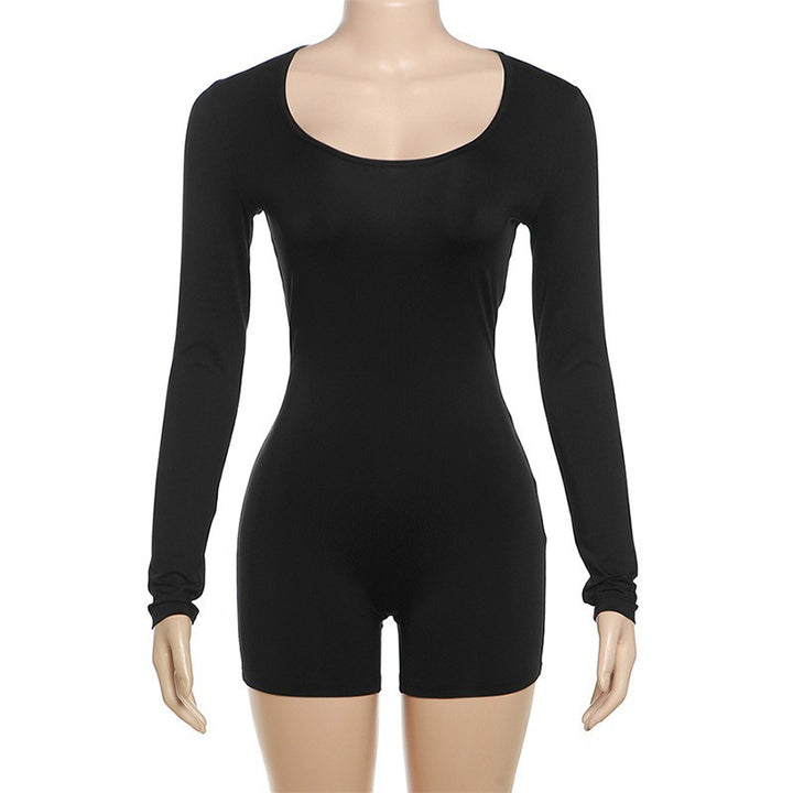 Damen Figurbetontes Kurzarm-Jumpsuit mit langem Arm Echo Archiv