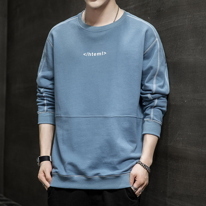 Herren lockeres Oversize‑Sweatshirt mit Kontrastnähten und Code‑Print Echoarchiv