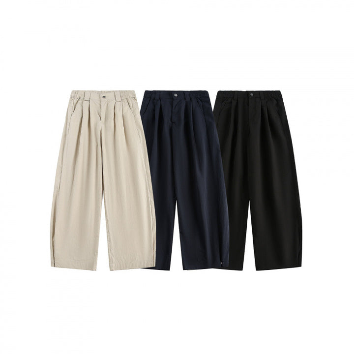 Damen Weite hochgeschnittene Culotte‑Hose mit Bundfalten, elastischem Taillenbund und Eingrifftaschen Echo Archiv