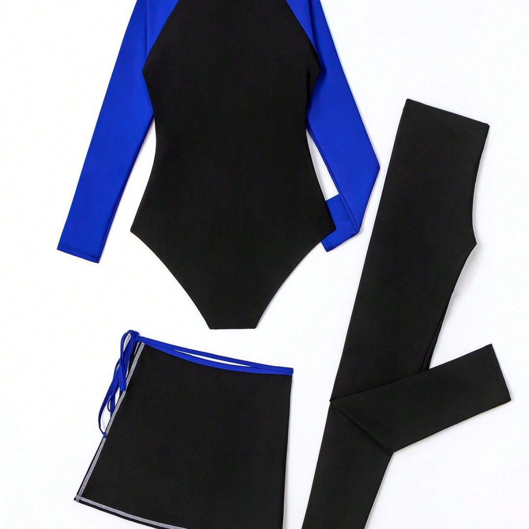 Damen Sportlicher UV-Schutz-Schwimmanzug mit langem Arm und Rock Echo Archiv