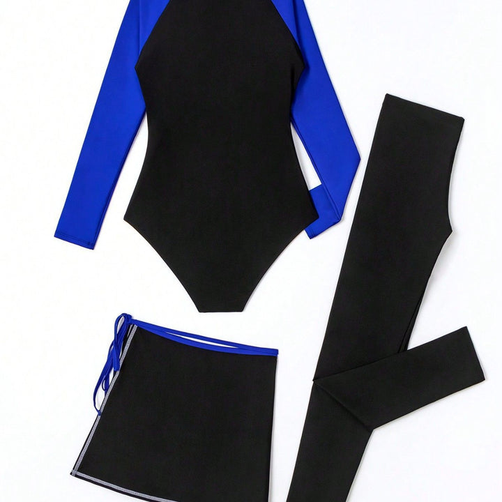 Damen Sportlicher UV-Schutz-Schwimmanzug mit langem Arm und Rock Echo Archiv