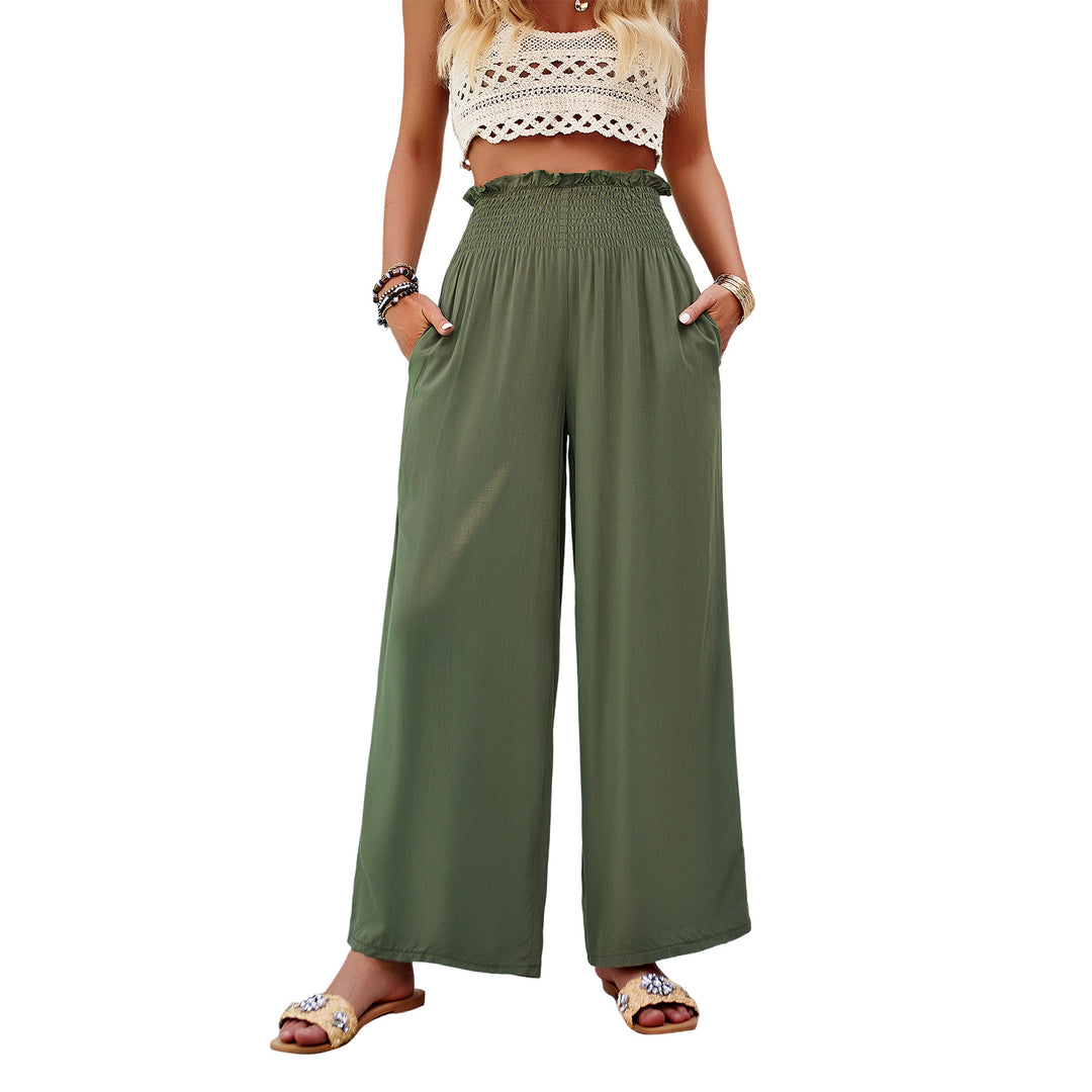 Damen Weite Sommerhose mit elastischem Bund und Volantdetails Echo Archiv