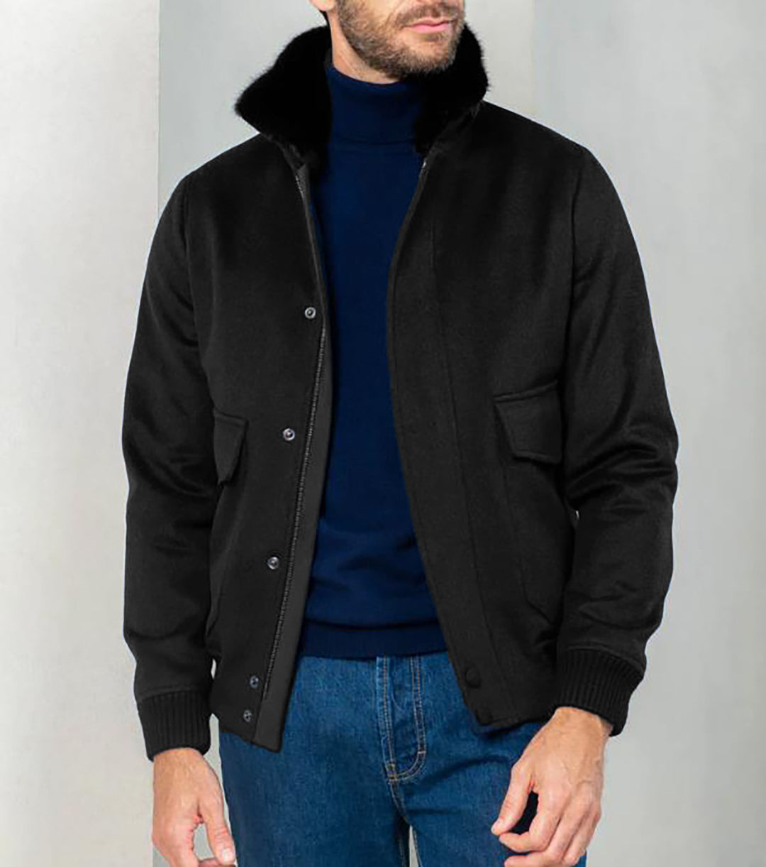Herren stilvolle Übergangsjacke mit weichem Kragen und praktischen Eingrifftaschen Echoarchiv