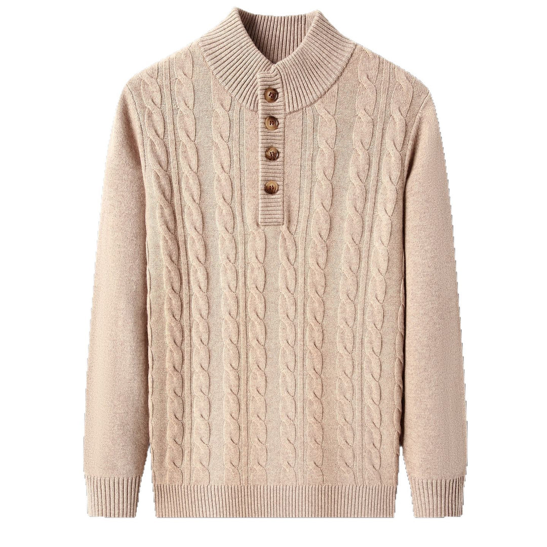 Herren Strickpullover mit Stehkragen und Knopfleiste Echoarchiv