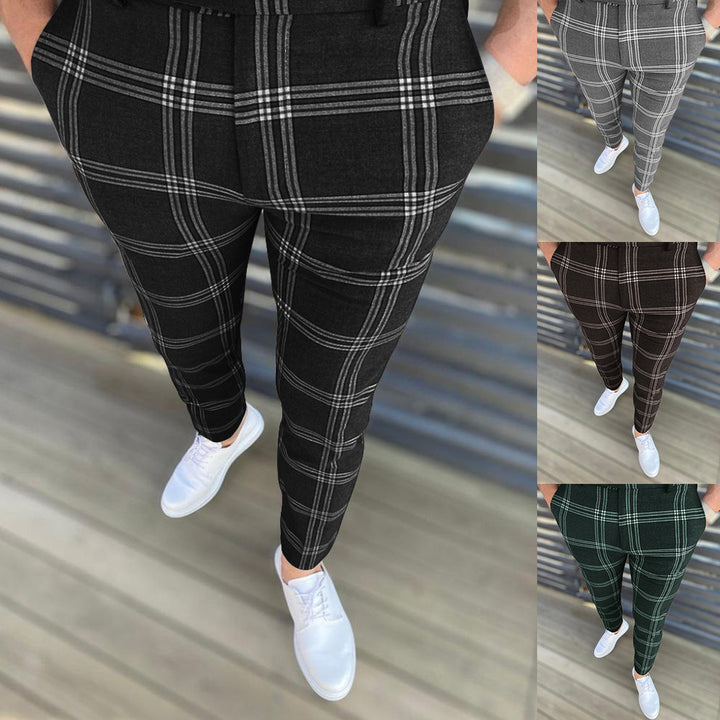 Herren Elegante Karottenhose mit strukturiertem Karo-Muster Echoarchiv