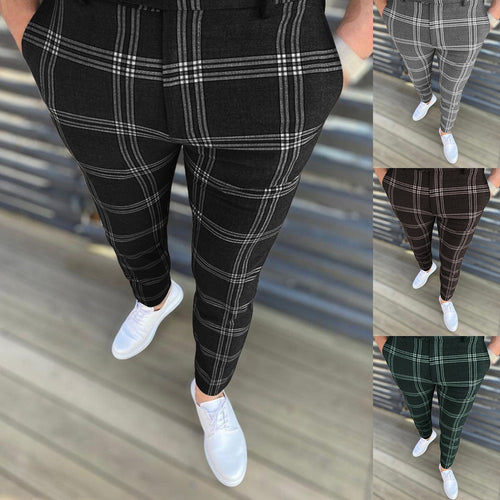 Herren Elegante Karottenhose mit strukturiertem Karo-Muster Echoarchiv