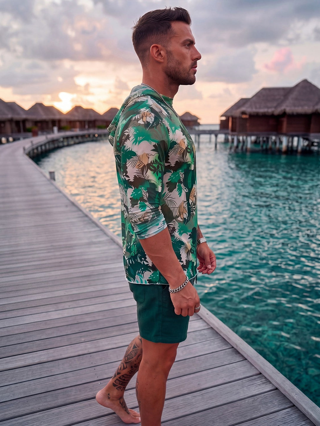 Herren Langarmshirt mit floralem Muster Echo Archiv