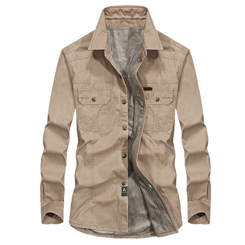 Herren Overshirt-Hemdjacke mit Sherpa-Innenfutter und Brustpattentaschen Echo Archiv