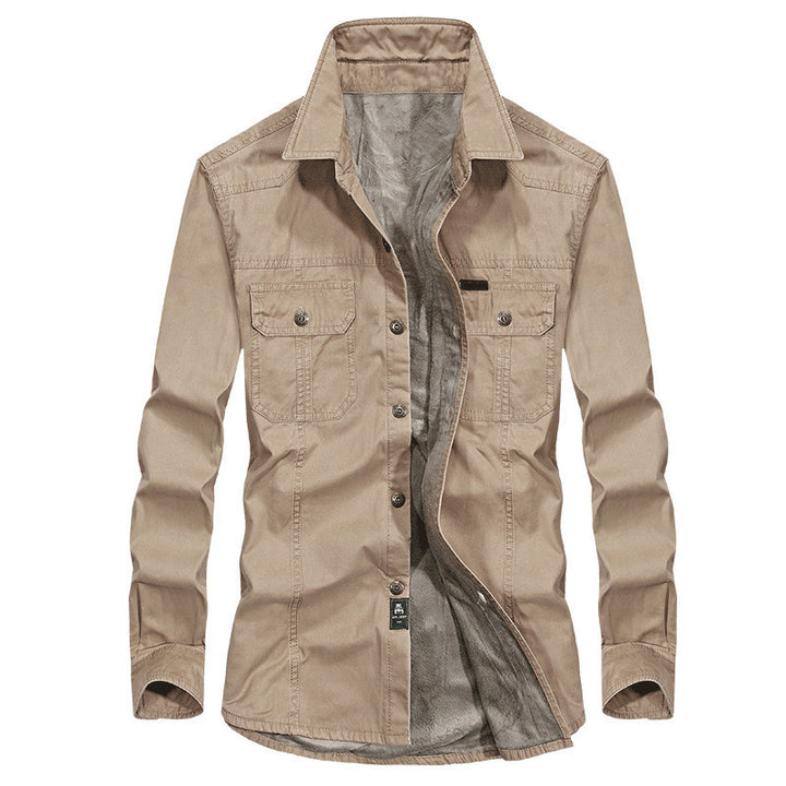 Herren Overshirt-Hemdjacke mit Sherpa-Innenfutter und Brustpattentaschen Echo Archiv