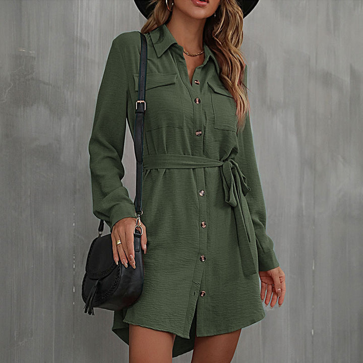 Damen Knielanges Hemdblusenkleid mit Taillengürtel Echo Archiv