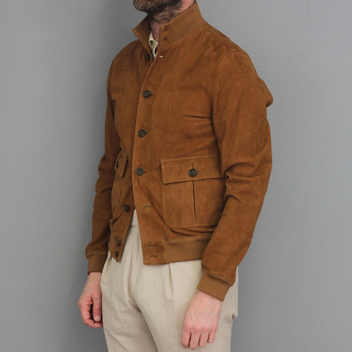 Herren Wildlederjacke mit praktischen Taschen und modernem Kragen Echoarchiv