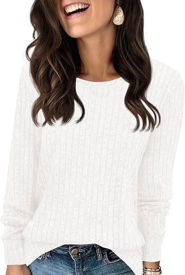 Damen Strukturierter Rippstrick-Pullover mit Rundhalsausschnitt, legerer Silhouette und weichen Bündchen Echo Archiv