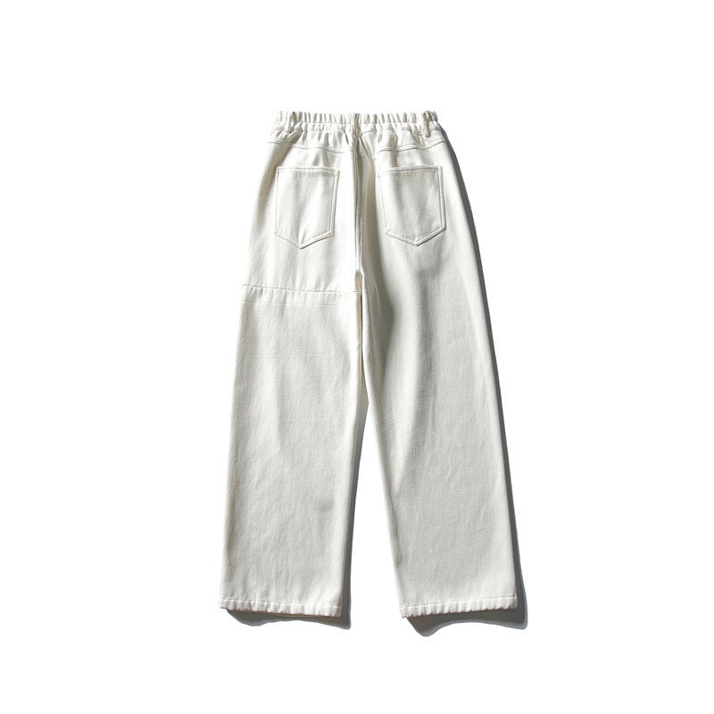 Damen Hochtaillierte weite Bundfaltenhose mit geradem Bein und Eingrifftaschen Echoarchiv