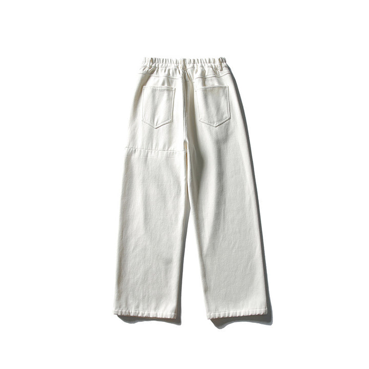 Damen Hochtaillierte weite Bundfaltenhose mit geradem Bein und Eingrifftaschen Echoarchiv
