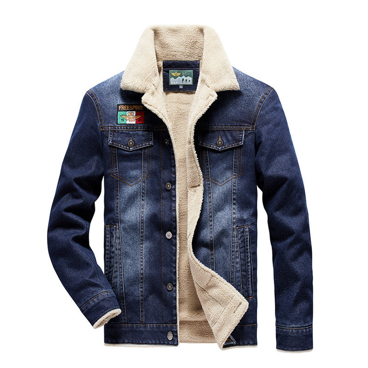 Herren Denim-Truckerjacke mit wärmender Sherpa‑Fütterung und Vintage‑Used-Details Echoarchiv