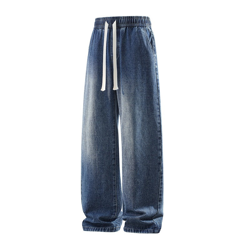 Herren Weite Denim-Freizeithose mit elastischem Bund, Tunnelzug & relaxed Baggy‑Silhouette Echoarchiv