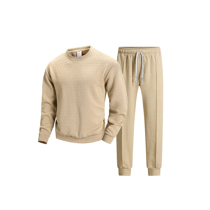 Herren Gemustertes Freizeit-Lounge-Set aus Baumwollmix mit Rundhals-Sweatshirt & konischer Jogginghose Echoarchiv
