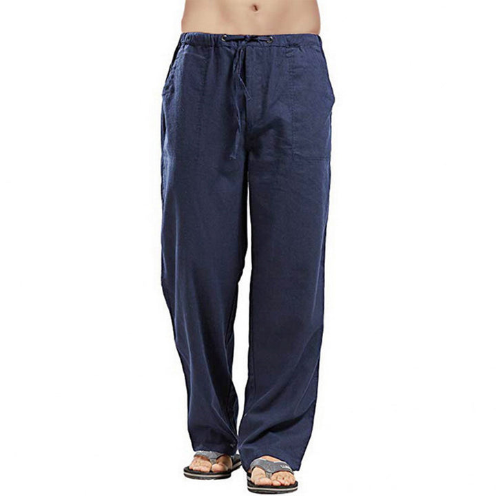 Herren nan lockere Leinenhose mit Tunnelzugbund und geradem Bein Echo Archiv