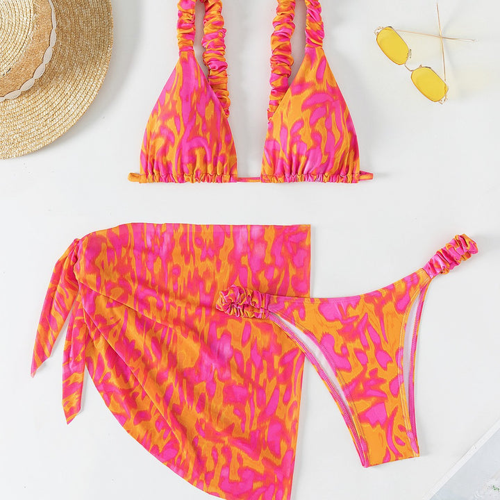 Damen Triangel-Bikini-Set mit Rüschendetails und trendiger Wickel-Tunika Echo Archiv