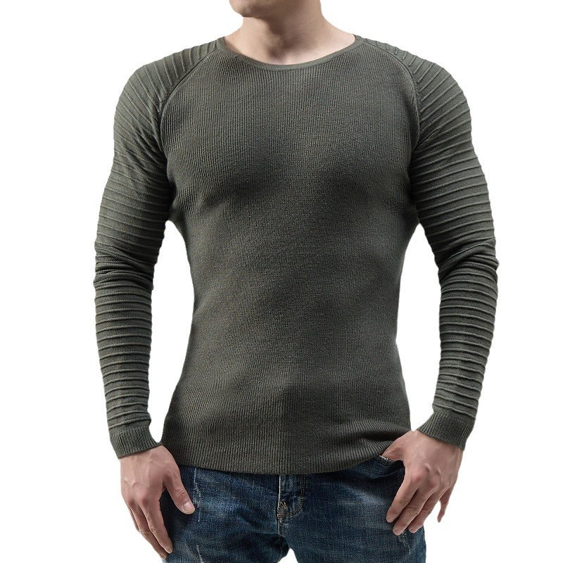 Herren moderner Langarmpullover mit strukturiertem Design und ribbeliertem Ärmel Echoarchiv