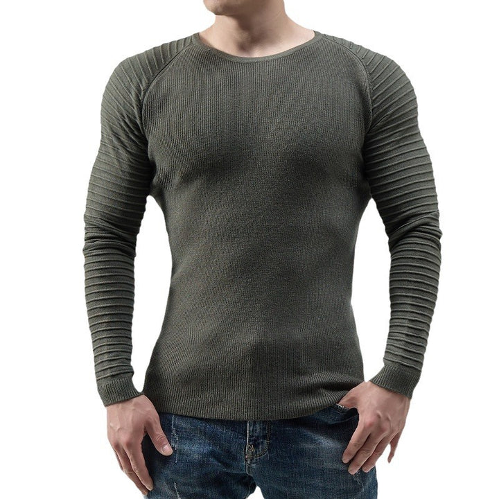 Herren moderner Langarmpullover mit strukturiertem Design und ribbeliertem Ärmel Echoarchiv