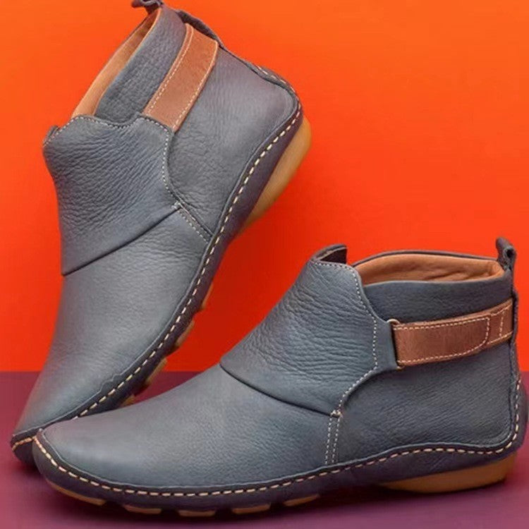 Damen Weiche Leder‑Stiefelette mit Klettverschluss, ergonomischer Laufsohle und gepolstertem Fußbett – Varelle