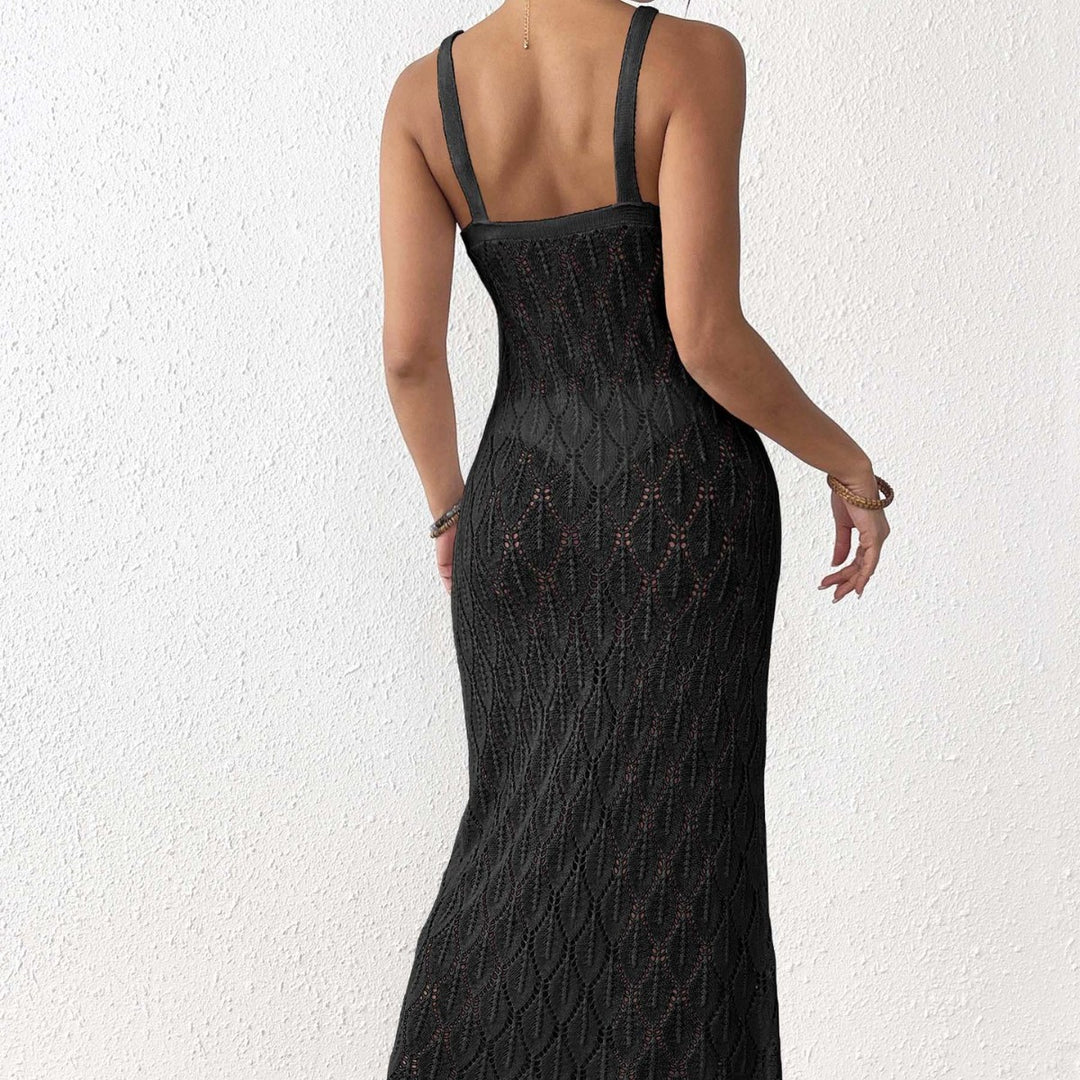 Damen Häkel-Maxikleid mit einem eleganten Blumendetail Echo Archiv